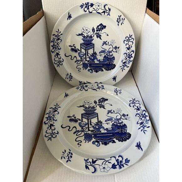 COPELAND SPODE ENGLAND NEW STONE BLUE BOWPOT PLATE 12" (4) - Picture 2 of 3